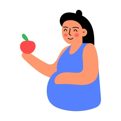 孕妇吃健康食品。
