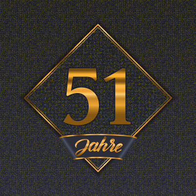 Inscription in German. Golden number 51 years