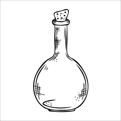孤立的向量瓶。线条艺术玻璃空瓶、透明瓶、玻璃瓶