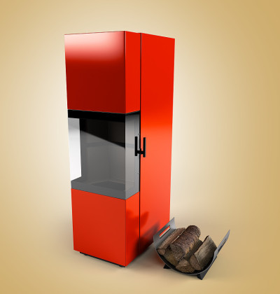 木材锅炉3d渲染梯度背景