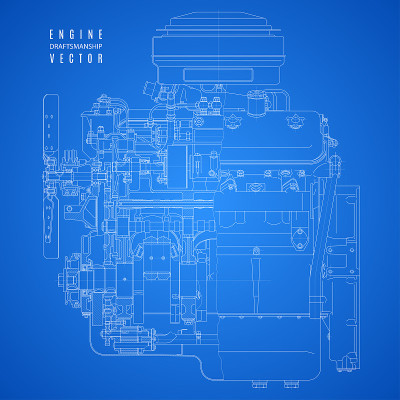 blueprint engine, project technical drawing on the
