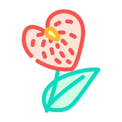 红掌花颜色图标矢量插图