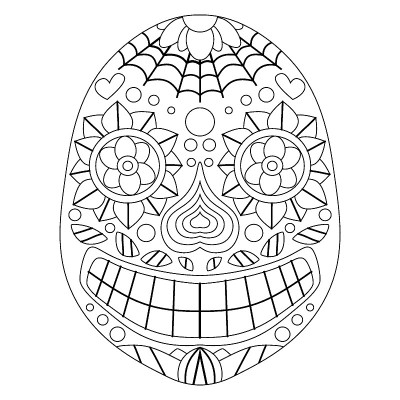 迪亚的死亡calavera着色页的孩子和成人股票矢量插图
