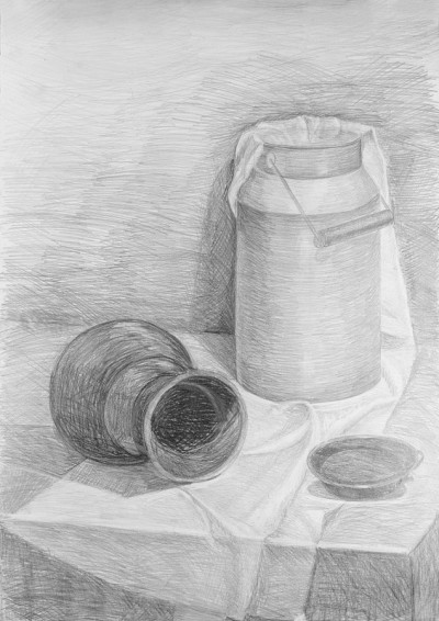 静物画的铅笔画