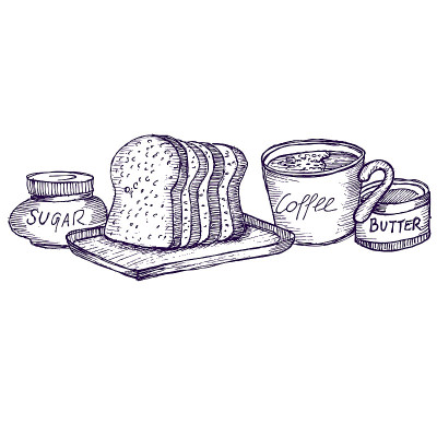 breakfast, doodle sketch