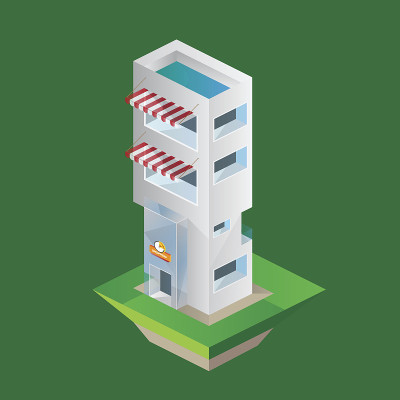 3D等距概念店前。矢量插图EPS 10