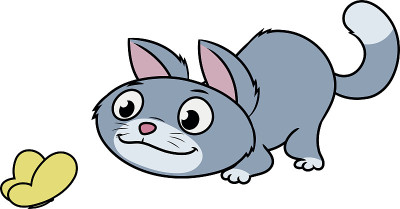 小猫在看一只蝴蝶