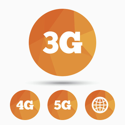 移动电信图标。3G, 4G和5G。