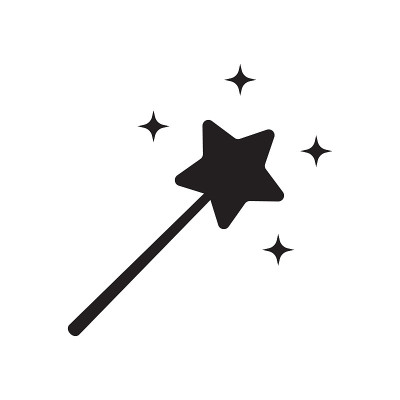 矢量魔术棒图标与星辉。