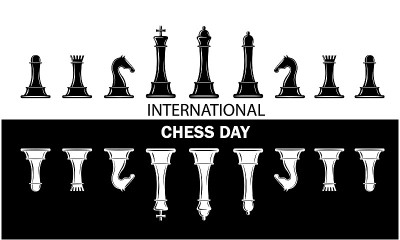7月20日国际象棋日的黑白矢量设计。