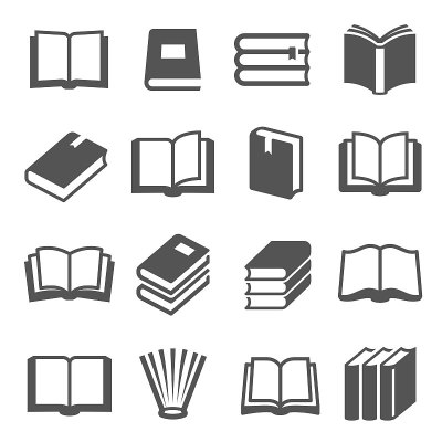 书籍的黑色图标设置在白色。文学、出版社、图书馆象形文字藏书。