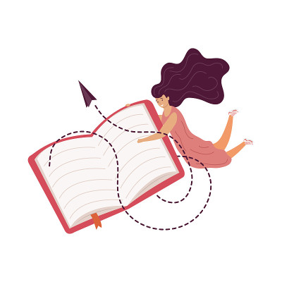 woman with book and airplane paper ,book day celeb