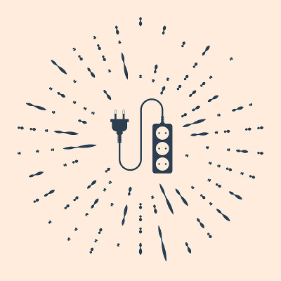 Black Electric extension cord icon isolated on bei