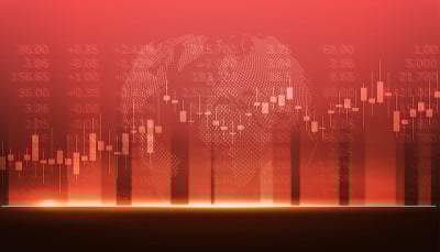 股票交易所图表市场投资交易与世界地图。交易平台。业务图。矢量图