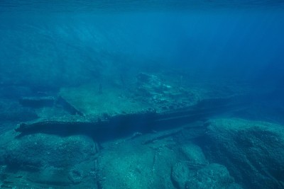 在地中海海底的水下沉船