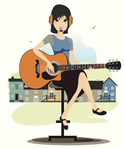 女人弹吉他