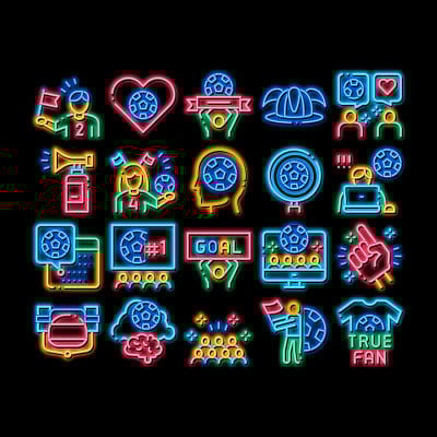 足球球迷属性霓虹灯闪烁图标插图