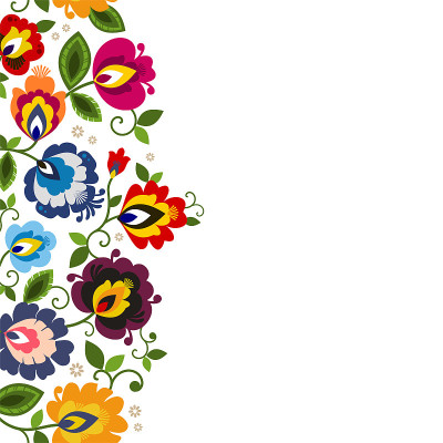 Beautiful Polish floral folk line seamless decorat