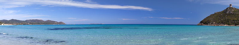 撒丁岛的海洋全景
