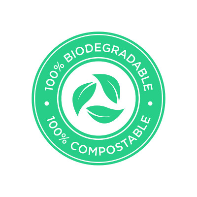 100%可生物降解和可堆肥图标。