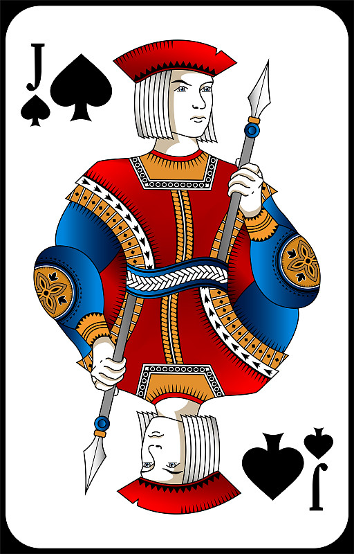 Poker playing card jack spades. New design of play