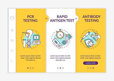 Coronavirus testing types onboarding vector templa