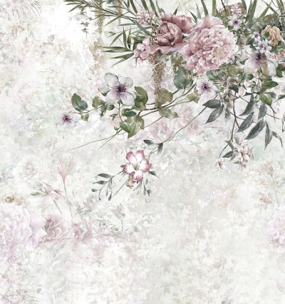 抽象彩色花卉水彩画。春天在大自然中五彩缤纷