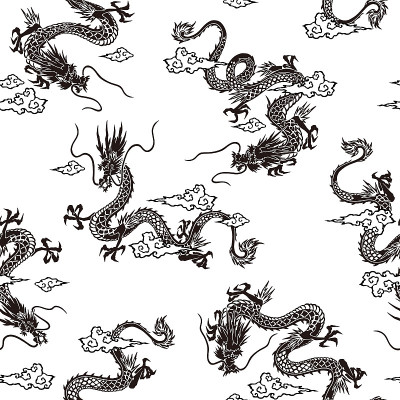 一套描绘日本风格龙的材料，