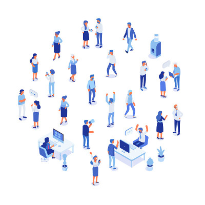 Business team. Isomeric business people vector set