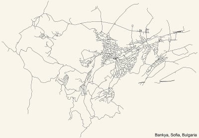 保加利亚索非亚班基亚区街道道路图