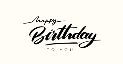 Happy Birthday lettering text banner, black color.