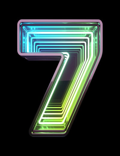 ∞氖字体。月后的光。数字7。