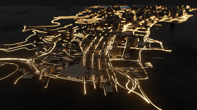现代城市夜间交通道路