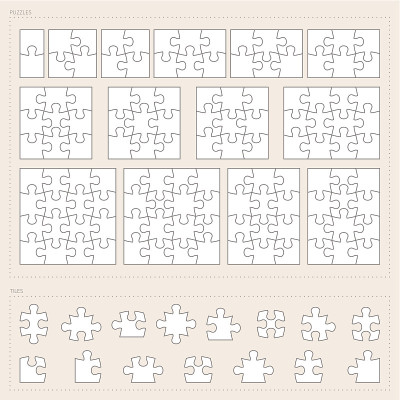 向量部分的纸拼图集合