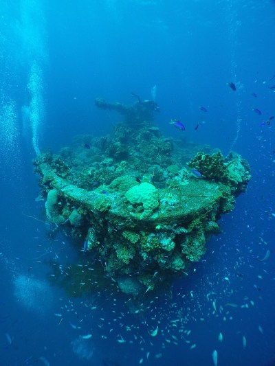 Famous wreck ship Fujikawa maru in Truk lagoon
