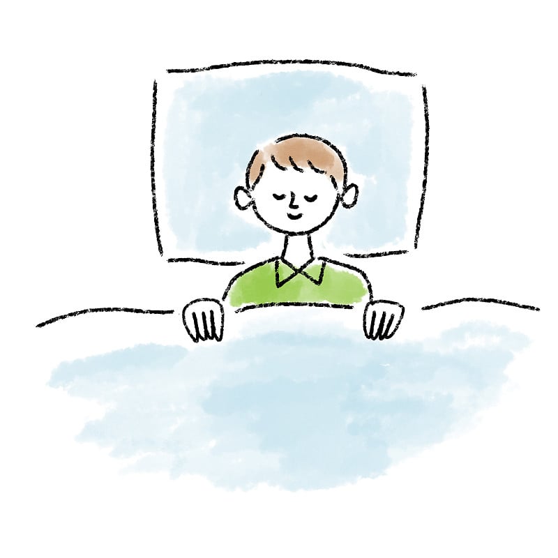 愉快的睡眠男孩水彩画