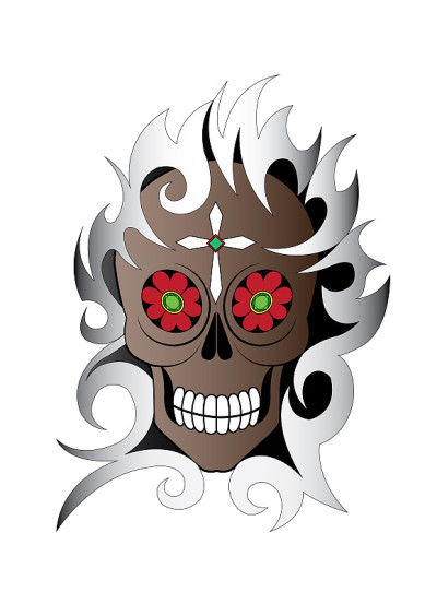 Art Skull Color Tattoo.