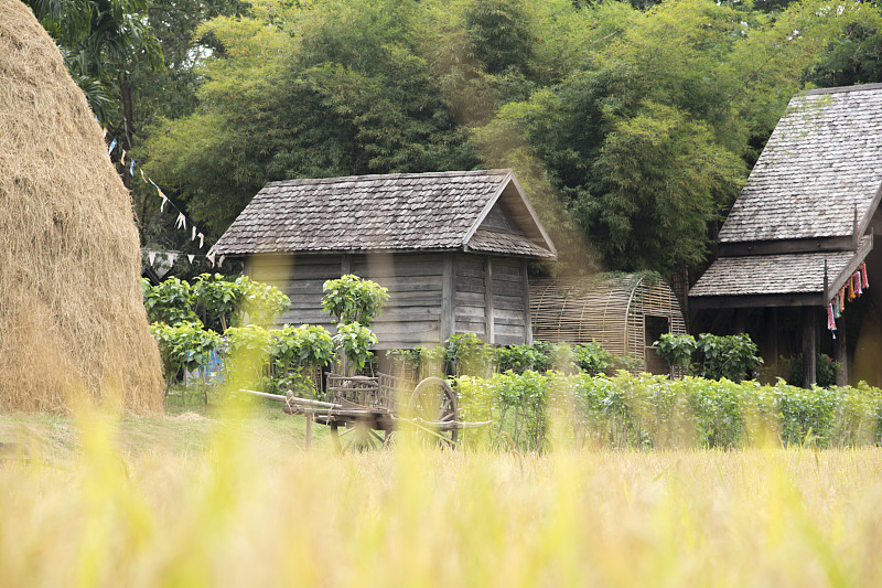 农场背景稻草小屋吉姆汤普森