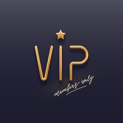 VIP邀请函模板与3d黄金字母。真实的金色金属VIP标志上的黑暗背景。优质的设计。矢量插图。