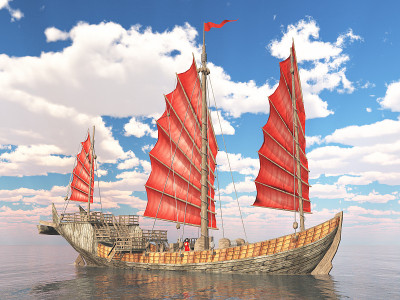 公海上的中国帆船