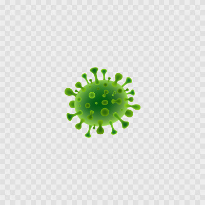 冠状病毒细菌。绿色的细菌。冠状病毒的微生物。向量