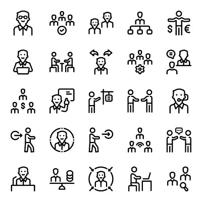 商务人员线图标设置- 2 -矢量插图。