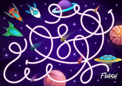 孩子们迷宫迷宫的宇宙飞船，棋类游戏