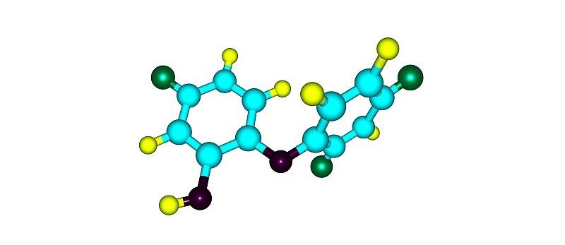 三氯生酸分子结构孤立于白色