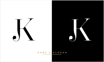 JK、KJ抽象字母标志交织字母