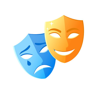 面具微笑和哭泣，感觉图标向量