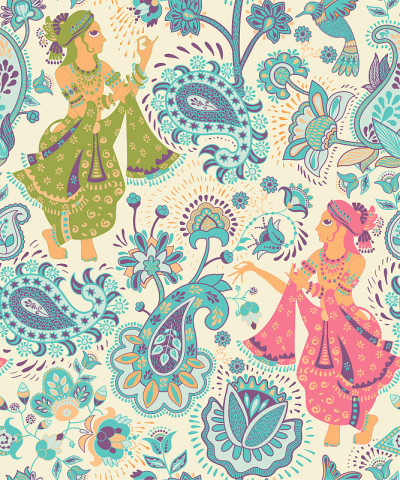 Vector seamless pattern, decorative indian style. 