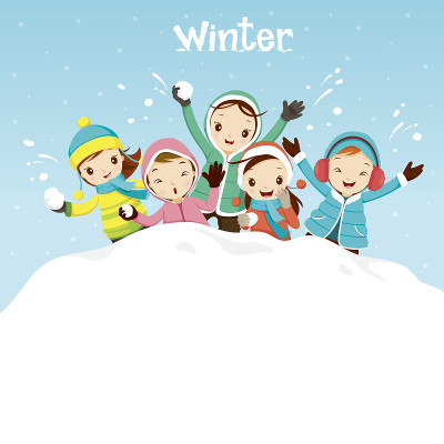 孩子们一起玩雪
