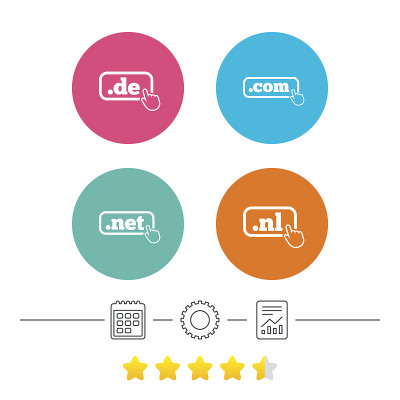 顶级域名的迹象。De, Com, Net和Nl。