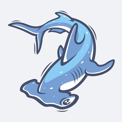锤头鲨海洋生命矢量插图